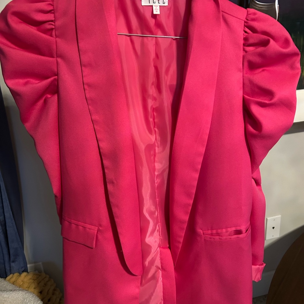 TCEC Bold Pink Blazer with Dramatic Sleeves